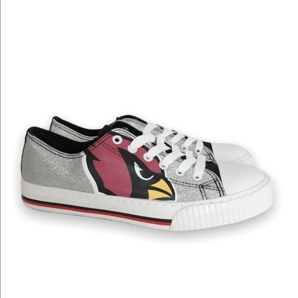 FOCO Arizona Cardinals Womens NFL Team Glitter Logo Low Top Canvas Sneaker Shoes